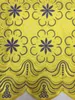 5 jardas Lote Moda Tecido de Algodão Africano Amarelo com Flor Roxo Design Swiss Voile Lace para vestir BC1337