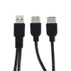 Livraison gratuite 10pcs / lot Longueur 20cm USB 2.0 Mâle à 2 Double USB Femelle Jack Y Splitter Hub Adaptateur Câble Noir Couleurs