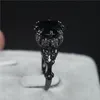 Brand Punk Jewelry Skull 10kt Black Gold rempli Princesse Princesse 5CT Black Sapphire Cocktail Bands de mariage Ring pour les femmes Men61410832618455