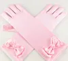Wedding Elastic Girl Satin Long Gloves Kid Children Fancy Dress Bow Pearl Gloves Costume COS princess Mitten 3Y-8Y party favor colorful