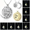 Gold Chain Necklace Heart Korean Jewelry Cheap I Love You to the moon and back Silver Necklace women men I love you moon choker Necklaces