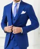 Latest Design Two Button Royal Blue Groom Tuxedos Groomsmen Best Man Suits Mens Wedding Blazer Suits (Jacket+Pants+Vest+Tie) NO:516