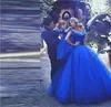 Cinderella Formal Party Gown Off Shoulder Floor Length Sequin Blue Pageant Dresses Sleeveless Custom Formal Free Shipping Special Occasion