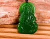 Jade hängen, manuell skulptur, Guanyin Bodhisattva (Talisman) grön. Halsband