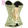 GreenGold Elegante Jacquard Corset Gothic Kleding W Lint Strik Sexy ett Voor Vrouwen Victoriaanse Korsetten en Bustiers2173731