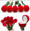 Presentbröllopslådor Rose Shaped Ring Box Mini Söt Röd Bärväskor för Ringar Hot Sale Display Box Smycken Förpackning Presentkartong