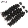 Brasiliansk djupvåg Curly Virgin Human Hair Weaves Bundes Obehandlade Peruanska Malaysiska Indiska Mongoliska Kambodjanska Curly Hair Extensions