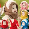 Mignon bébé oreilles de lapin tricoté chapeau infantile enfant en bas âge hiver chaud chapeau bonnets casquette avec écharpe à capuche oreillette bébé enfant chapeau