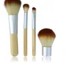 Pinceaux de maquillage en bois portables Ensemble de pinceaux cosmétiques élaborés en bambou Kit de pinceaux Kabuki pour femme Pinceau de maquillage avec sac à boutons 4pcs / set OOA2155