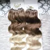 Ombre extensão do cabelo micro anel onda do corpo 200g 1g / s 200s T4 / 613 micro anel extensões de cabelo humano