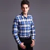 قمصان رجالية عارضة بالجملة - الرجال قميص الفانيلا يتأهل ناعمة مريحة الربيع الذكور العلامة التجارية التجارية طويلة الأكمام منقوشة