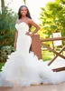 African 2018 Sweetheart Backless Satin Mermaid Wedding Dresses With Ruffle Tiered Long Bridal Gowns Custom Made From China EN12095