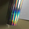Krom holografik gümüş Vinil Sticker Hava tahliye Gökkuşağı Araba sarma folyo film işareti işareti hologram Boyutu: 1.52*20 M/Rulo