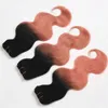 New Arrival Dark Root Rose Gold Body Wave Ombre Human Hair With Closure 1B Rose Gold Hair Weft With Closure 4x4 4PcsLot9124781