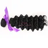 4 faisceaux d'ondes profondes Fibre de Cheveux Trame Fibre couleur noire naturelle 1B pour la tête complète Pas cher synthétique Hair Weave Extension