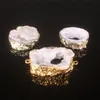 2019 QUENTE! Natureza Ágata Freeform Pingente Branco Geode Bruto Druzy Tamanho Aleatório Conector Forma Irreguar Duplo Hoop Drusy Bead Charme Jóias