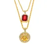 Ensemble de colliers en rubis glacé, marque Micro rubis, pendentif aile d'ange de jésus, collier Hip Hop, bijoux pour hommes, Whole338f