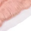 Fasci di capelli umani in oro rosa con chiusura frontale in pizzo Trame di capelli ondulati rosa con chiusura frontale in pizzo Tesse di capelli umani rosa