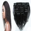 Mongolian Afro Kinky Curly Hair Clip In Human Hair Extensions 120g Naturfärg Kinky Curly Clip Ins 10st