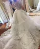 Modest Mermaid Detachable Train Bridal Gown High Neck Long Sleeve Appliques Crystal Wedding Dress Over Skirts Ruffles Organza Wedding Gown