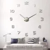 Hot Sale 3D DIY Wall Clock Modern Design Saat Reloj de Pared Metal Art Clock Living Room Acrylic Mirror Watch Horloge Murale