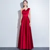 Elegant Wine Red Evening Dress Satin Long Prom Gowns Zipper Back Floor Length Fall Winter Formal Dress Cheap