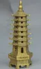 6 "Chino ZhenZhai Latón WenChang Budista Stupa Pagoda Torre Estatua Estatuilla