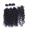 Brazilian Natural Wave Human Virgin Hair Weaves With 4x4 Lace Closure Bleached Knots 100g pc Double Wefts Hair Extensions2347