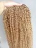 Brazilian Virgin Remy Kinky Curly Hair Weft Human Extensions blonde 270# Color 100g one bundle Weaves