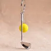 Новый мяч для гольфа брелок мяч для гольфа стержень брелок брелок цинковый сплав металлический шар брелоки гольф-клубы кольцо брелок стержень