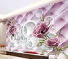 Nieuwe aangepaste 3D Mooie handgeschilderde Purple Rose 3D TV Wall Mural 3D Wallpaper