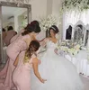 Rodna rosa plus storlek brudtärna klänningar vintage sjöjungfrun spets täckt knapp ärmlös satin 2017 bröllop gäst formella slitage kvällsklänningar
