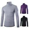 Homens Tops Turtleneck Thmitted Pullover Primavera Outono Slim Fit Elastic Homme Sólido Suéters Mens New Basic Style