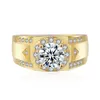 Vecalon Mannen Sieraden trouwring ring 1 5ct diamant Cz Geel goud gevuld 925 Sterling Zilver Engagement Vinger ring254p