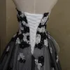ドレスファッションボールガウン恋人の花嫁のためのウェディングドレス2023白と黒のウェディングドレスプラスサイズ2色のレースとクリスタル