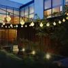 Outdoor Courtyard Solar 30led Air Bubble Beads String Lights, 19.7ft Bańka powietrza Round Crystal Ball Lights Dekoracyjne oświetlenie (ciepłe białe)