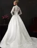 Count Train Wedding Dresses Long Sleeve Iullsion Bodice Sexy Jewel Neck Covered Bottons Elegant Lace Appliques Wonderful Beautiful Hot Sale