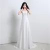 2017 Seksi V Yaka Backless A-Line Gelinlik Aplikler Pullu Şifon Artı Boyutu Düğün Parti Gelinlikler Vestido De Novia BW04