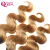 # T1b 27 honung blond ombre färg brasiliansk kroppsvåg hår buntar brasilianska jungfru mänskliga hår väv 3 st ombre hårförlängningar