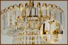 LED Modern Gold Crystal Chandeliers Lighting Fixture European Big Golden Crystal Chandelier Home Indoor Lights Pendant Lamps American Large Droplight