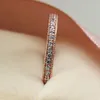 EDELL Authentic 100%925 Sterling Silver Ring Rose Gold Princess With Crystal Rings Compatible With Pandora DIY Exquisite gift Jewelry