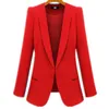 Donne Officewear Blazer Tops Giacche Primavera Estate Avorio Blu Rosso Cappotti manica lunga con scollo a V Pulsante Slim Fit