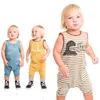 2017 Bebek Yaz tulum INS Bebek yürümeye başlayan çocuklar Çizgili Onesies Jumpsuit Bebek Erkekler Kızlar Kolsuz tulum Ücretsiz Kargo 4 Styles tırmanın yazdır