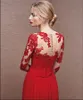 Elegant spets chiffong julfestklänningar cirkelee röd prom klänning online fancy långa aftonklänning illusion bodice celebrity for7063656