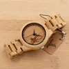 Bobo Bird Classic Bamboo Wooden Watch 엘크 사슴 헤드 캐주얼 손목 시계 대나무 밴드 쿼츠 남성용 여성 251k