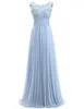 Light Sky Blue Evening Gown Cap Sleeve 2019 Robe Ceremonie Femme Long Elegant Prom Dresses Floor Length Party Gowns