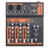 Freeshipping Portable 4-Channel Mic Line Audio Mixer Mixing Console 3-band EQ USB Interface 48V Phantom Power with Power Adapter