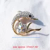 Quality Shiny Crystal Rhinestone Flower Cute Dolphin Brooch Pins for Women Wedding Bride Bouquet Brooches Jewelry 18K Real Gold Plated