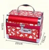 heart Mirror case Jewelry box Red for wedding ceremony Storage box Bridal Makeup Box alloy Password lock 20*15*16cm