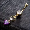 Hotsale Belly Button Rings Dangle 316Lステンレス鋼の輝くCZの心へのリングのピアスジュエリーの女の子の女性